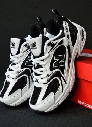 Женские стильные черно-белые дышащие кроссовки с сеткой new balance, кожаные,текстильные, веснушки, осенние