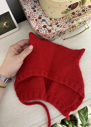 Чепчик с ушками ручной работы❤️
