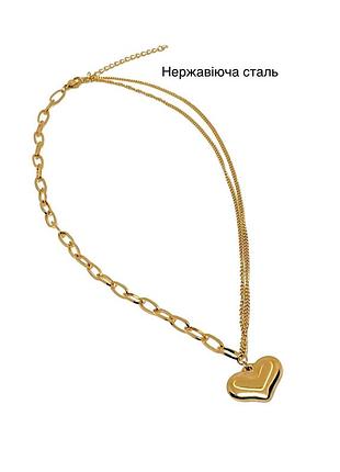 Тренд медична сталь золотистий підвіс ланцюжок чокер кольє намисто кулон серце