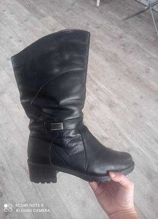 Зимние кожаные сапоги, ботинки на широкую ногу