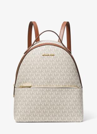 Женский рюкзак michael kors, монограммная канва, с надписью, белого цвета
