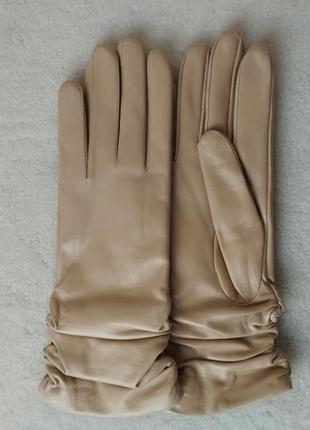 Рукавички жіночі імідж-галант з натуральної шкіри на шерстяній підкладці модель 362 капучино 7.75