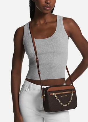 Оригінальна сумка крос-боді через плече жіноча середня michael kors коричнева