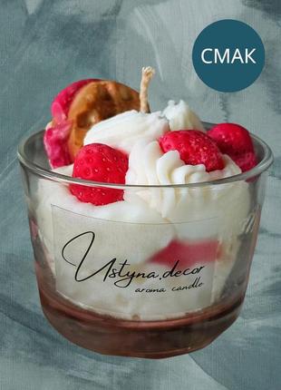 Соевая свеча десерт с ароматом клубничного чизкейка🍓