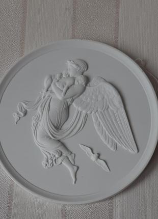 Антикварный копенгагенский фарфоровый бисквитный медальон8 фото