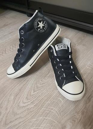 Кожаные зимние кеды хайтопы ботинки converse 38 размер оригинал