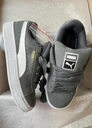 Puma suede xl grey серые женские кроссовки