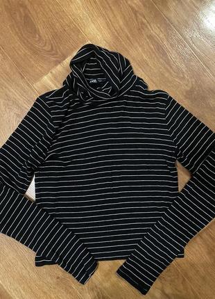 Кпоп топ с горлом с длинным рукавом трикотажный по фигуре zara