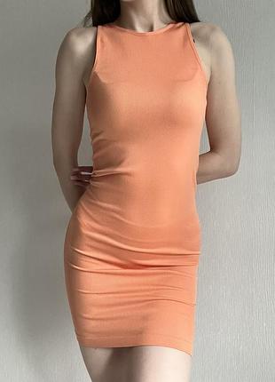 Платье по фигуре в рубчик / primark / оранжевое платье / платье по фигуре / платье в рубчик