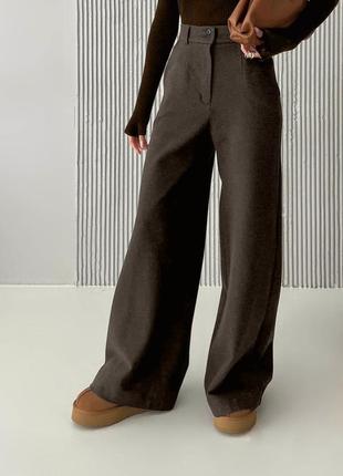 Штани-палацо жіночі демісезонні, офісні, шоколадні