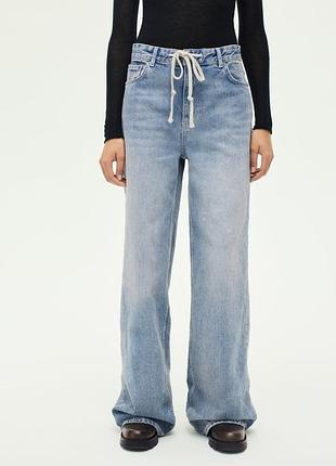 Широкие джинсы свободного кроя с пятнами краски zara - 34, 36, 40 - большемерят