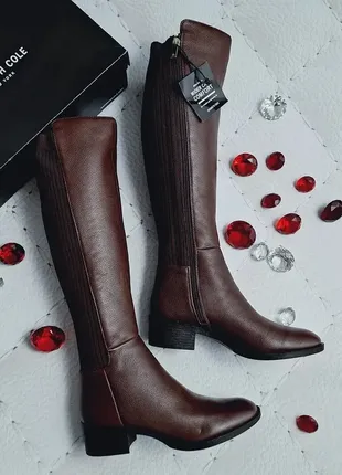 Kenneth cole ny оригінал коричневі шкіряні чоботи на невисоких підборах