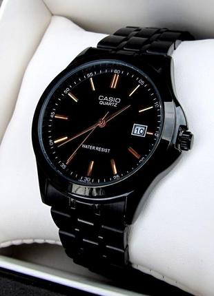Супермодні чоловічі кварцові годинники casio в чорному кольорі