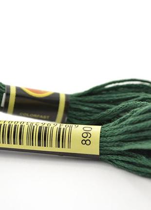 Нитки мулине для вышивки схс-890 зелёная тёмная  / 8 м