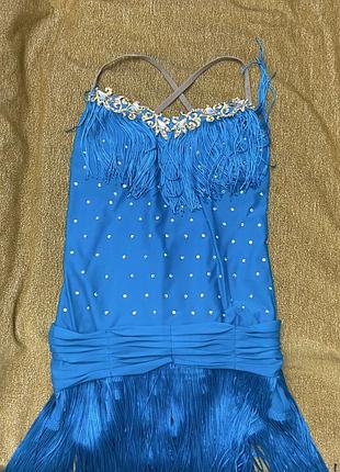 Голубое платье для бальных танцев юниоры 1-2