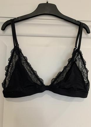 Черный бралет бюстгальтер с кружевом