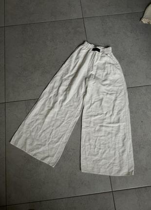 Стильное белые льняные широкие свободные брюки размер  xxs-xs