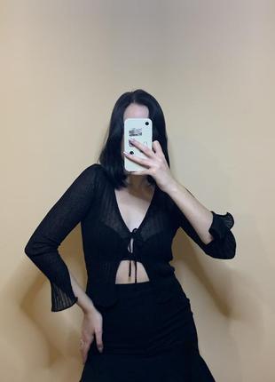 Женская полупрозрачная накидка с длинным рукавом лонгслив прозрачный zara