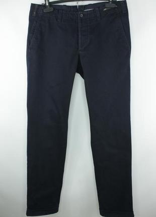 Щільні бавовняні чіно штани брюки pt01 navy stretch cotton slim fit britchino pants men's