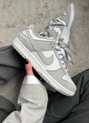 Кросівки nike sb dunk low white grey(замш+шкіра)