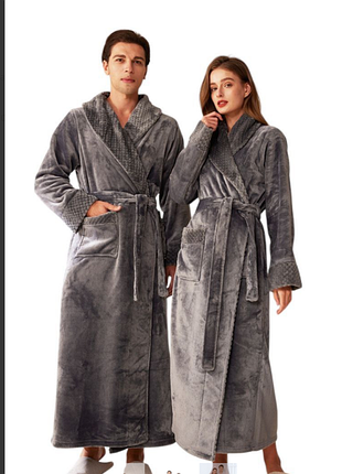 Теплий довгий халат унісекс. розмір:  m, xl, xxxl  колір: рожевий, сірий, білий, синій.