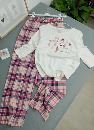 Новая теплая хлопковая пижама из хлопка зимняя деми на весну фланелевая фланель натуральная