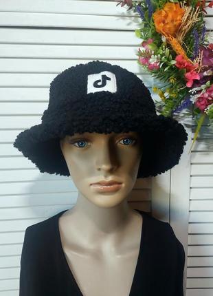 Панама черная и тедди чебурашка барашек с логотипом тик ток