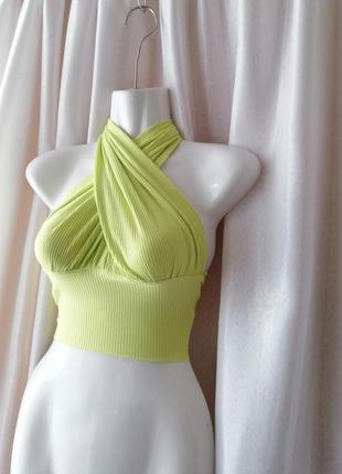 Пляжный топ топик в рубчик туречки сирень салатный и лимон