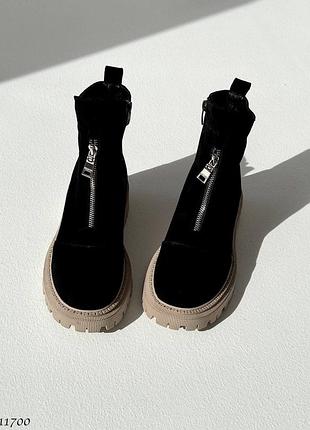 11700👠ботинки зима с молнией спереди и сбоку в натуральной замше утеплены мехом