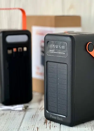 Повербанк power bank 100000 mah із сонячною панеллю та ліхтариком портативний power bank на сонячній