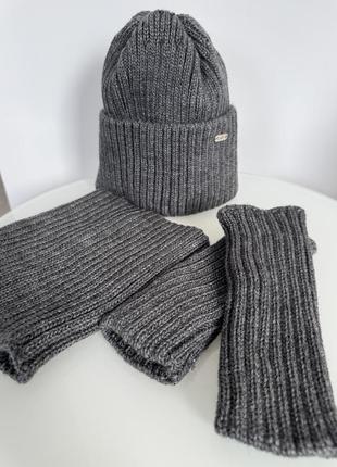 Комплект дорис 3 в 1 (шапка, хомут, митенки) talvi 54-58 гг