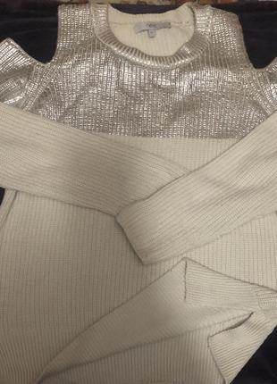 Кофта свитер джемпер металік із золотою вставкою h&m