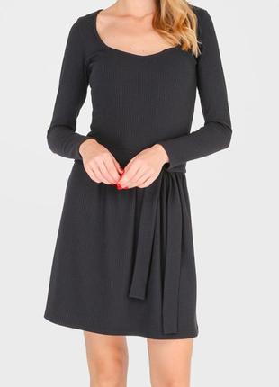 Платье в рубчик черная s-m