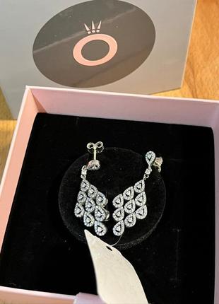 Серебрянные серьги пандора + коробочка pandora