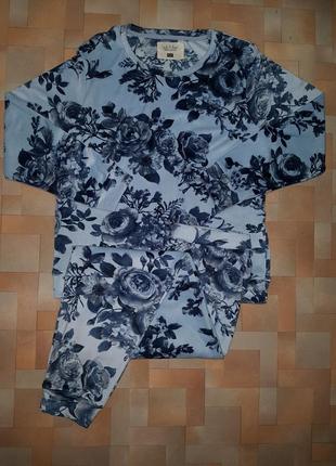 Теплий дуже м'який комплект f&f піжама велюр квіти s р-р