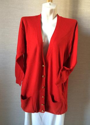 Женский длинный красный кардиган шерсть кашемир