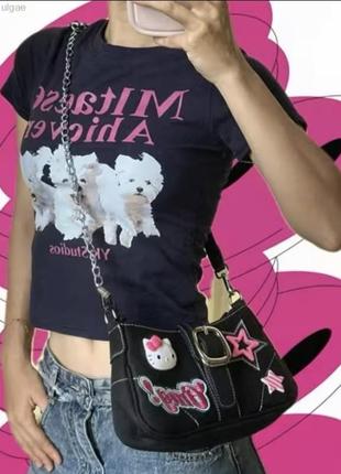 Сумка багет с цепочкой hello kitty