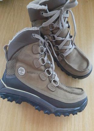 Кожаные нубук ботинки зимние  timberland