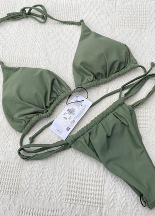 Купальник хакі зелений роздільний жіночий висока талія завищена m