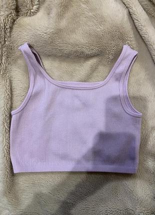 Кроп топ в рубчик м’яка підоснова рожевий сірень primark2 фото