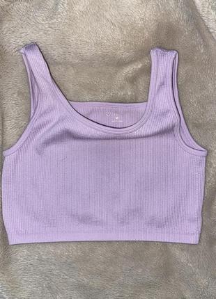 Кроп топ в рубчик м’яка підоснова рожевий сірень primark