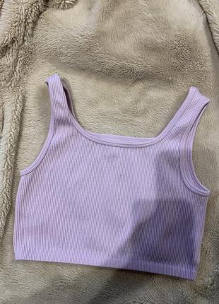 Кроп топ в рубчик м’яка підоснова рожевий сірень primark7 фото