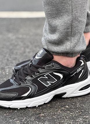 Мужские демисезонные кроссовки new balance черно-белые