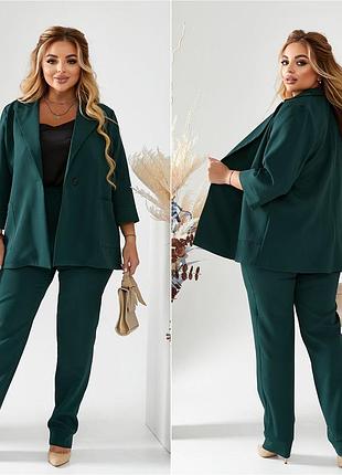 Классический женский костюм жакет и брюки, большие размеры man-144