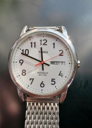 Timex indiglo кварцевые мужские часы с браслетом