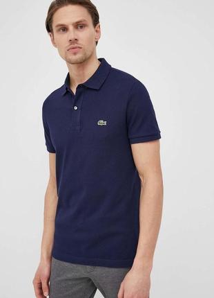 Чоловіча  футболка поло lacoste, темно-синього кольору, розмір s