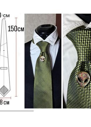 Галстук с эмалевой заколкой alen gold metal - cap pins- "инопланетянин"