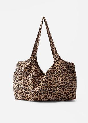 Большая хлопковая сумка с животным принтом zara
