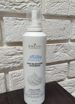 Ультрапитательный мусс brelil hair вв mouse milky sensation 250ml
