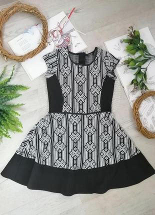 Сукня ділове повсякденне чорне біле в етно стилі етно1 фото